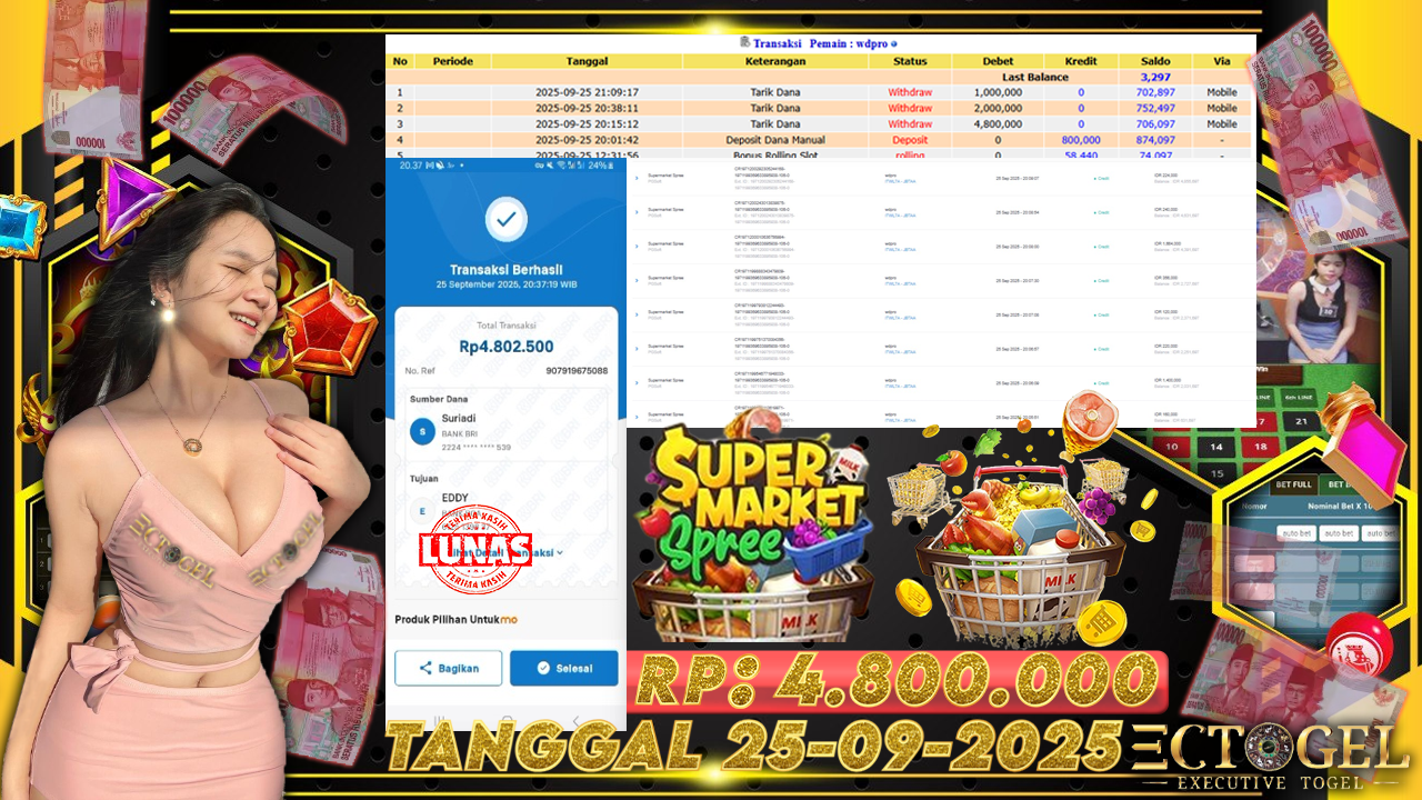 BUKTI JACKPOT SLOT PG SOFT SUPERMARKET SPREE TERPERCAYA DI INDONESIA TGL 25-09-2025
