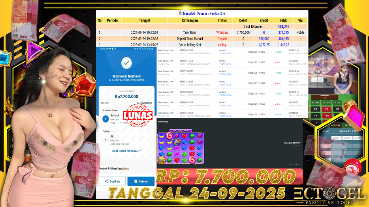 BUKTI JACKPOT SLOT PRAGMATIC PLAY SWEET BONANZA 1000 TERPERCAYA DI INDONESIA TGL 24-09-2025
