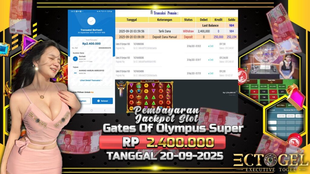 BUKTI JACKPOT SLOT GATES OF OLYMPUS  SUPER SCETTER TERPERCAYA DI INDONESIA TGL 20-09-2025