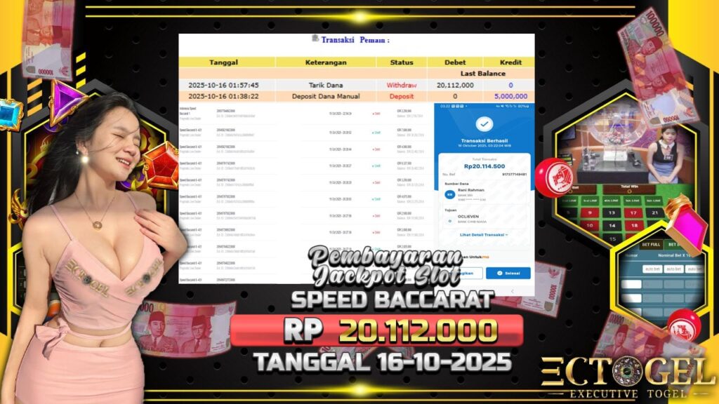 BUKTI JACKPOT LIVE CASINO BACCARAT TERPERCAYA DI INDONESIA TGL 16-10-2025