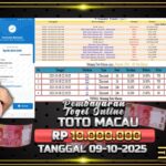 BUKTI JACKPOT TOGEL ONLINE TOTO MACAU TERPERCAYA DI INDONESIA TGL 09-10-2025