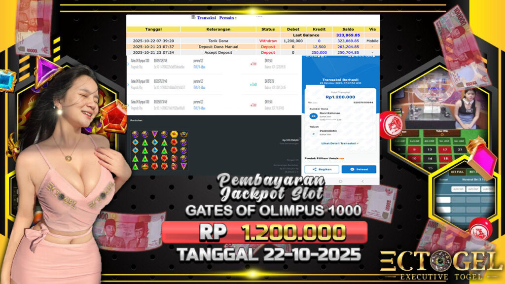 BUKTI JACKPOT SLOT GATES OF OLYMPUS 1000 TERPERCAYA DI INDONESIA TGL 22-10-2025