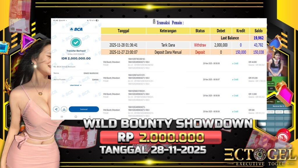 BUKTI JACKPOT SLOT WILD BOUNTY SHOWDOWN TERPERCAYA DI INDONESIA TGL 28-11-2025