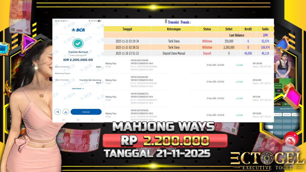 BUKTI JACKPOT MAHJONG WAYS TERPERCAYA DI INDONESIA TGL 21-11-2025