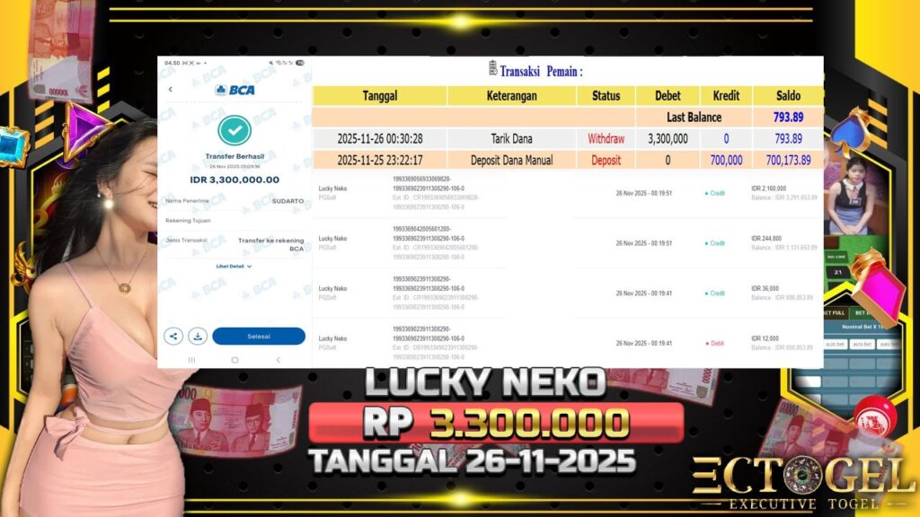 BUKTI JACKPOT SLOT LUCKY NEKO TERPERCAYA DI INDONESIA TGL 26-11-2025
