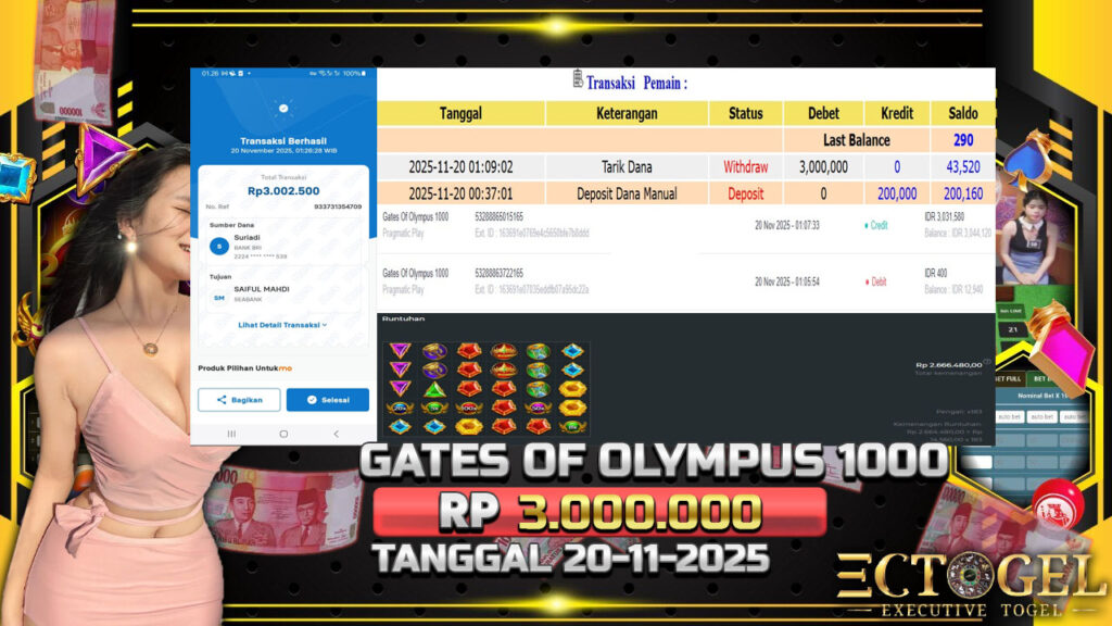 BUKTI JACKPOT GATES OF OLYMPUS 1000 TERPERCAYA DI INDONESIA TGL 20-11-2025