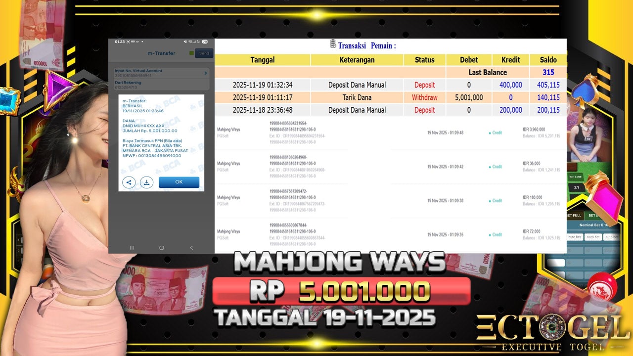 BUKTI JACKPOT MAHJONG WAYS TERPERCAYA DI INDONESIA TGL 19-11-2025