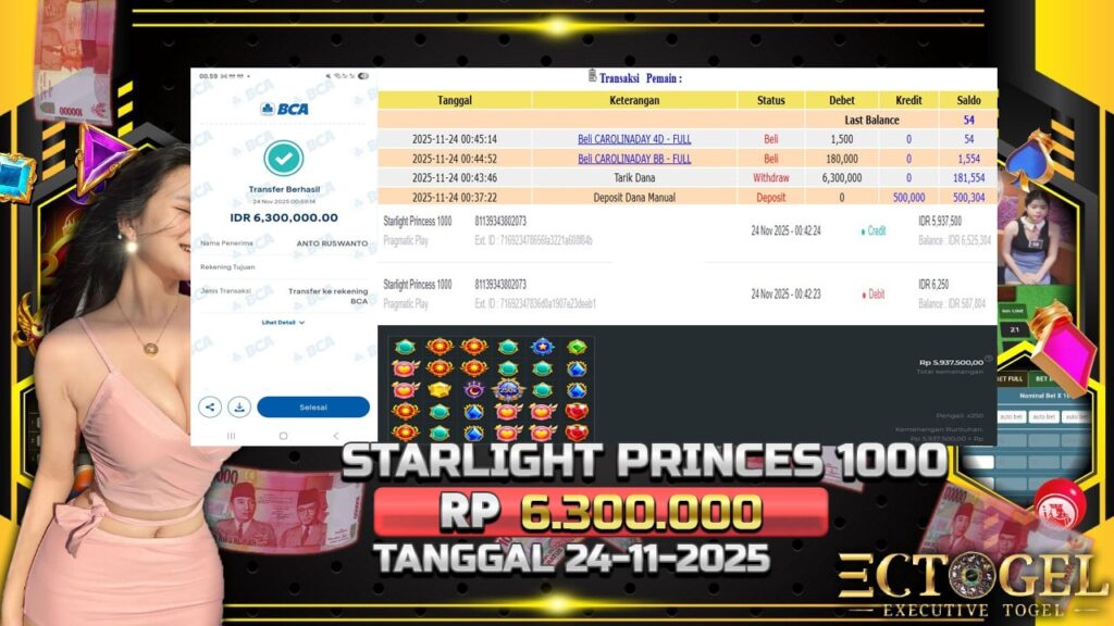 BUKTI JACKPOT SLOT STARLIGHT PRINCES 1000 TERPERCAYA DI INDONESIA TGL 24-11-2025