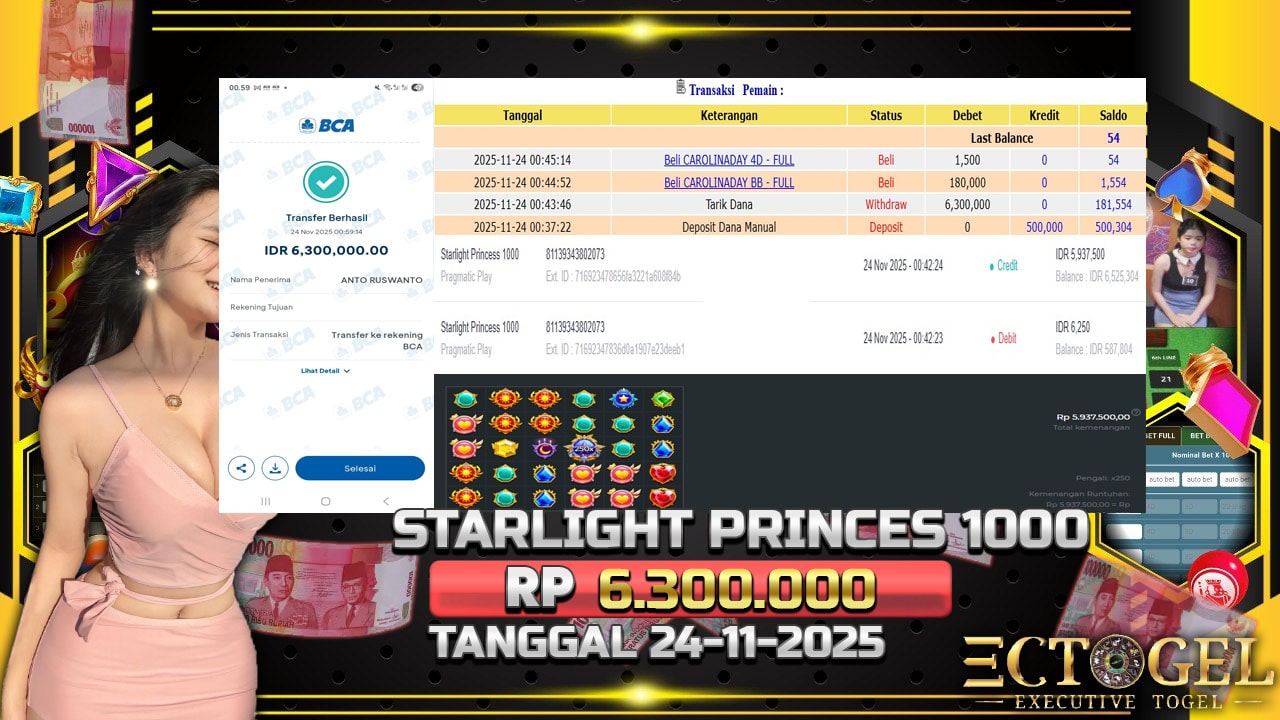 BUKTI JACKPOT SLOT STARLIGHT PRINCES 1000 TERPERCAYA DI INDONESIA TGL 24-11-2025