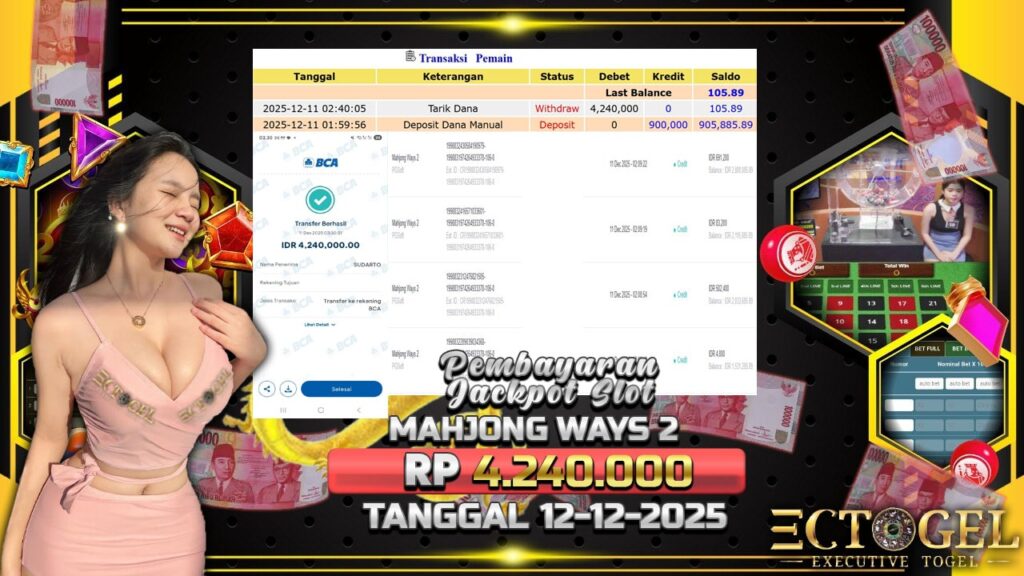 BUKTI JACKPOT SLOT MAHJONG WAYS 2 TERPERCAYA DI INDONESIA TGL 11-12-2025