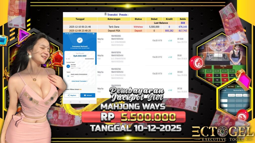 BUKTI JACKPOT SLOT MAHJONG WAYS TERPERCAYA DI INDONESIA TGL 10-12-2025