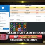 BUKTI JACKPOT SLOT STARLIGHT ARCHER 1000 TERPERCAYA DI INDONESIA TGL 03-12-2025