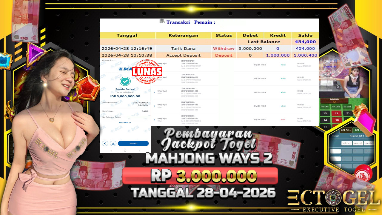 BUKTI JACKPOT SLOT MAHJONG WAYS TERPERCAYA DI INDONESIA TGL 28-04-2026